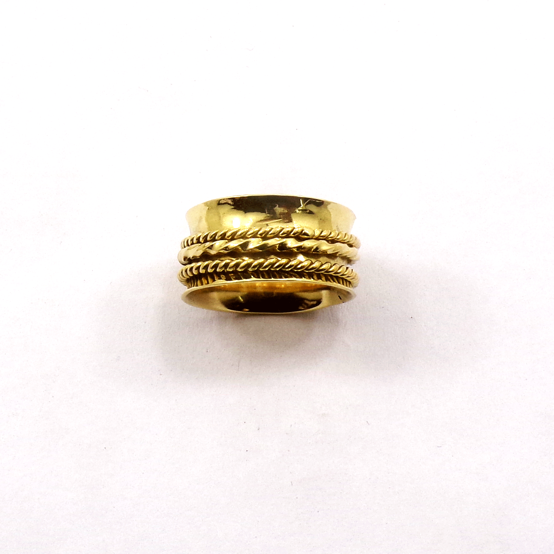 Ring Size - 7 Brass Spinner Ring K - BSPR998 18K Gold Plated Brass Honey Bee Wire Band Ring